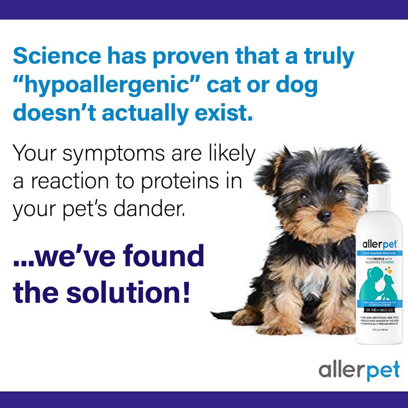 Allerpet Dog Dander Remover w/Free Applicator Mitt - Pet Dander Remover for Allergens - for Canine Dry Skin Treatment - Good for Fur & Skin - (12oz) - Image 2